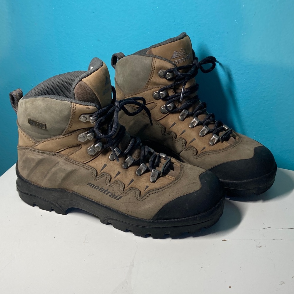 Montrail Goretex Brown Leather Hiking Boots Womens Size 8 / 39 Wide Waterproof - Picture 13 of 15